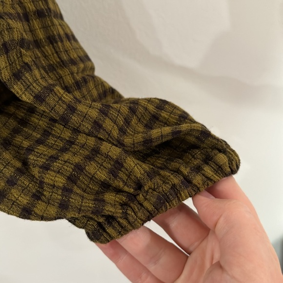 Madewell Tie-Back Cutout Top in Plaid Spiced Olive size XXS - Picture 5 of 9